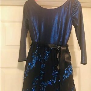 Navy & Black Sequin Special Occasion Dress